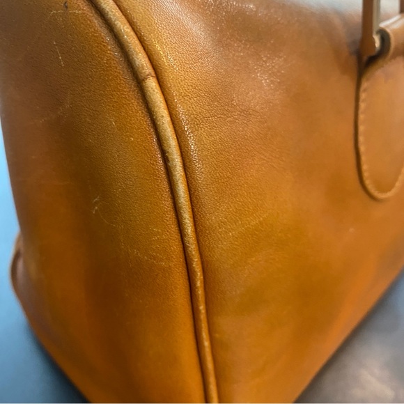 Vintage 1970s Saks Fifth Avenue Satchel Handbag Bag Tobacco Honey Brown Leather - Picture 9 of 17